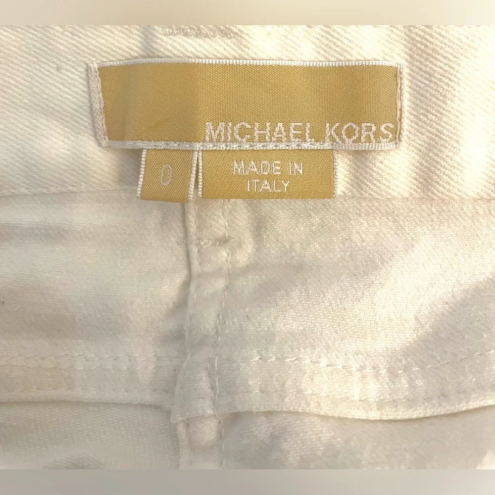Made in Italy Y2K white ankle jeans gold hardware Michael Kors size 0 collection - Picture 7 of 14